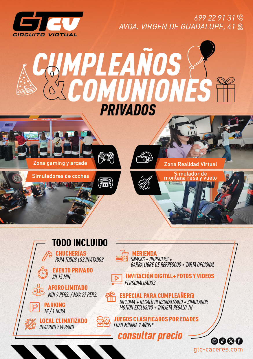 FLYER GTC Virtual CUMPLEAÑOS Y COMUNIONES CACERES